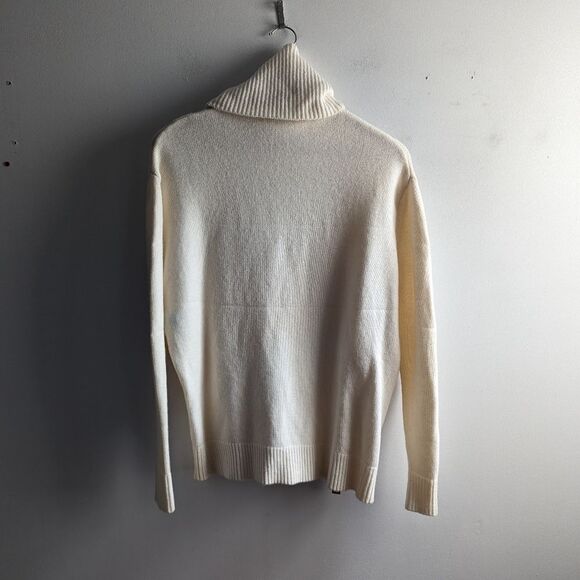 Barbara Bui ivory cream wool turtleneck zipper medium weight cozy luxe sweater - Picture 6 of 6
